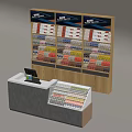 Retail Shop Display Shelves With Organized Merchandise And Cashier Counter