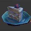 Layered Strawberry Cake with White Cream Filling and Fresh Strawberry Topping on Green Decorative Plate