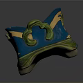 Decorative Ceramic Tray With Blue Green Glaze And Gold Rabbit Patterns