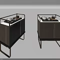 Elegant Modern Sideboard Cabinet With Leather Surface Metal Frame And Marble Top Design