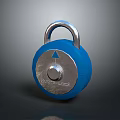Blue Padlock With Silver Shackle Arrow Symbol And Round Body Design