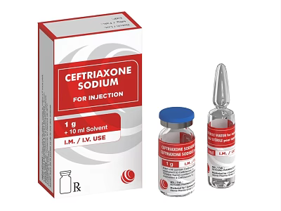 Medical Device Packaging for Ceftriaxone Sodium Injection with Box Powder Vial 10ml Solvent and Ampoule 3d model
