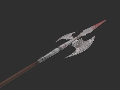 Ancient Decorative Spear Weapon With Metal Head Red Tip And Brown Shaft 3d model