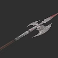 Ancient Decorative Spear Weapon With Metal Head Red Tip And Brown Shaft