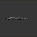 Futuristic Sci Fi Weapon With Metallic Structure And Glowing Red Components Design