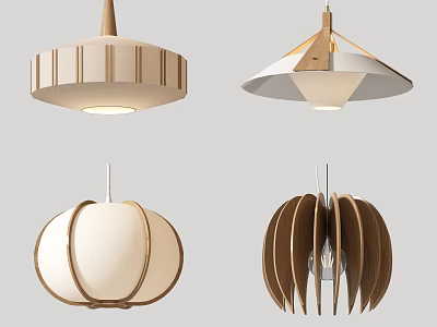 Modern Chandelier Designs With Wooden Accents And Various Geometric Shapes For Home Interior 3d model