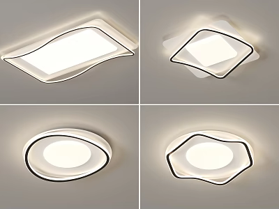 Modern Ceiling Lights With Various Shapes White Black Frame And Even Lighting 3d model