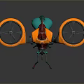 Game Movie Character With Orange Propellers Red Blue Body And Mechanical Tentacles