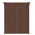 Classical Wooden Double Door With Ornate Carved Patterns And Decorative Details