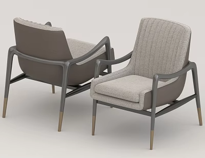 Modern Accent Chairs With Gray Frame Metallic Legs And Striped Fabric Upholstery 3d model