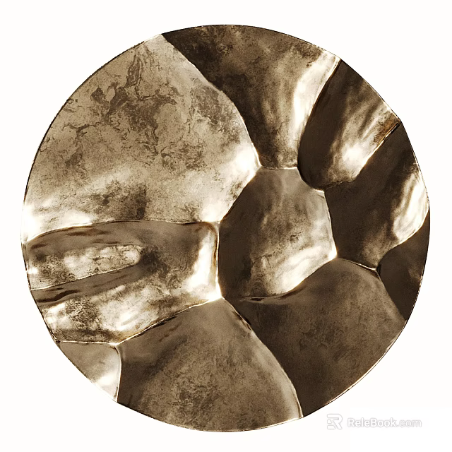 Modern Metallic Round Wall Decor With Textured Abstract 3D Design For Home Interior 3d model 