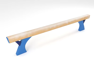 High Quality Gymnastics Balance Beam Sports Equipment with Wooden Surface and Blue Stable Supports 3d model