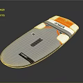 Gray And Orange NAISH Surfboard Featuring Brand Logo And Carbon Fiber Edge Design