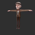 Elderly Man in Brown Suit With Bow Tie and Hat Arms Outstretched
