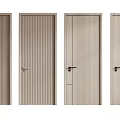 Various Modern Wooden Hinged Doors With Different Textures And Handles 3d model