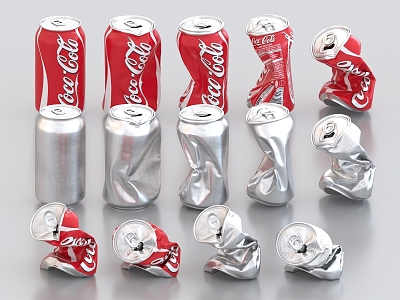 Cans Squashed Cans Coke Canned Coke Canned Drinks model