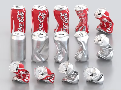 Ceramic Vessels Shaped Like Coca-Cola Cans In Red And Silver With Various Forms 3d model Ceramic Vessels Shaped Like Coca-Cola Cans In Red And Silver With Various Forms 3d model