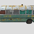 Old Rusty Bus With Faded Yellow And Green Paint And Number 142