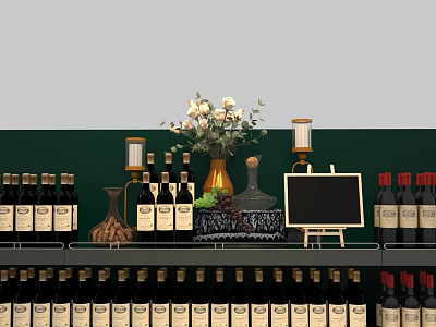 Supermarket Red Wine Shelf Display Red Wine Decoration Red Wine Barrel Red Wine Rack Department Store Display 3d model