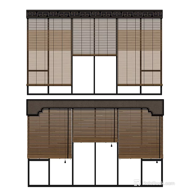 Modern Window Blinds Design Featuring Various Styles For Home Interior Use 3d model
