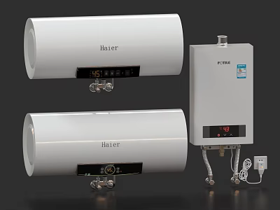 Haier Kitchen Water Heaters With Cylindrical Electric And Gas Models And Digital 3d model