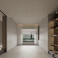 Minimalist Living Dining Room Interior With Beige Sofa Coffee Table Floor Lamp TV And Fireplace