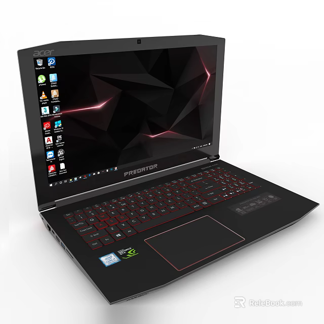 Acer Predator Gaming Laptop With Geometric Screen Design And Red Backlit Keyboard 3d model 