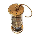 Vintage British Brass Candle Lantern with Glass Shade and Metal Handle