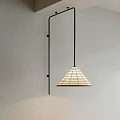 Minimalist Modern Pendant Light With Conical Grid Lampshade Mounted On Simple Wall 3d model