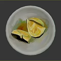 Fresh Lemon Slices Placed On White Ceramic Plate With Bright Yellow Hue