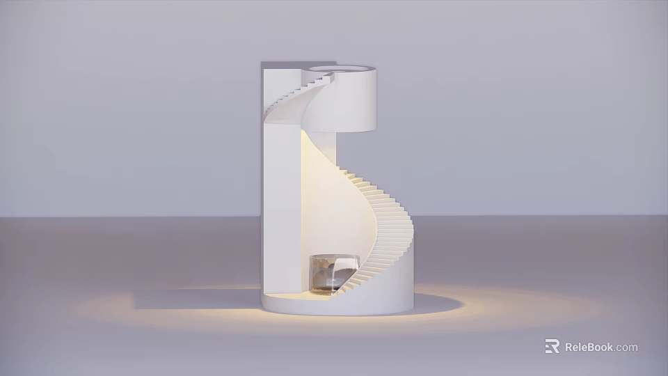 Elegant Modern White Spiral Staircase Model with Interior Sofa and Lighting 3d model