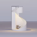 Elegant Modern White Spiral Staircase Model with Interior Sofa and Lighting 3d model