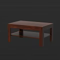 Dark Brown Wooden Coffee Table With Lower Shelf And Simple Design 3d model