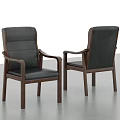 Modern Office Chairs With Black Leather Seats And Wooden Frame Design