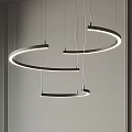 Modern Spiral Chandelier With Illuminated Circular Rings And Sleek Metal Structure