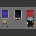 Three Colorful Computer Arcade Machines With Space Invaders Theme And Character Designs On Silver Base