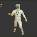 White Astronaut Spacesuit With Modern Design And Blue V Shaped Logo