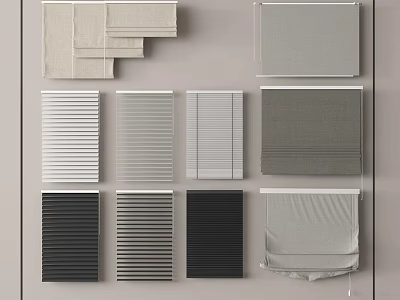 Modern Window Blinds In Various Styles And Colors For Home Interior Design 3d model