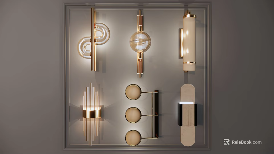 Modern Wall Lamps with Diverse Stylish Designs and Metallic Finishes for Home Decor 3d model 