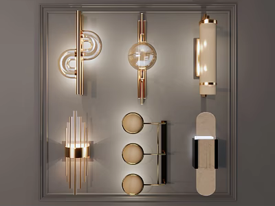 Modern Wall Lamps with Diverse Stylish Designs and Metallic Finishes for Home Decor 3d model