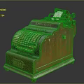 Antique American Register Cash Register Featuring Wooden Body Colorful Keys And Paper Roll