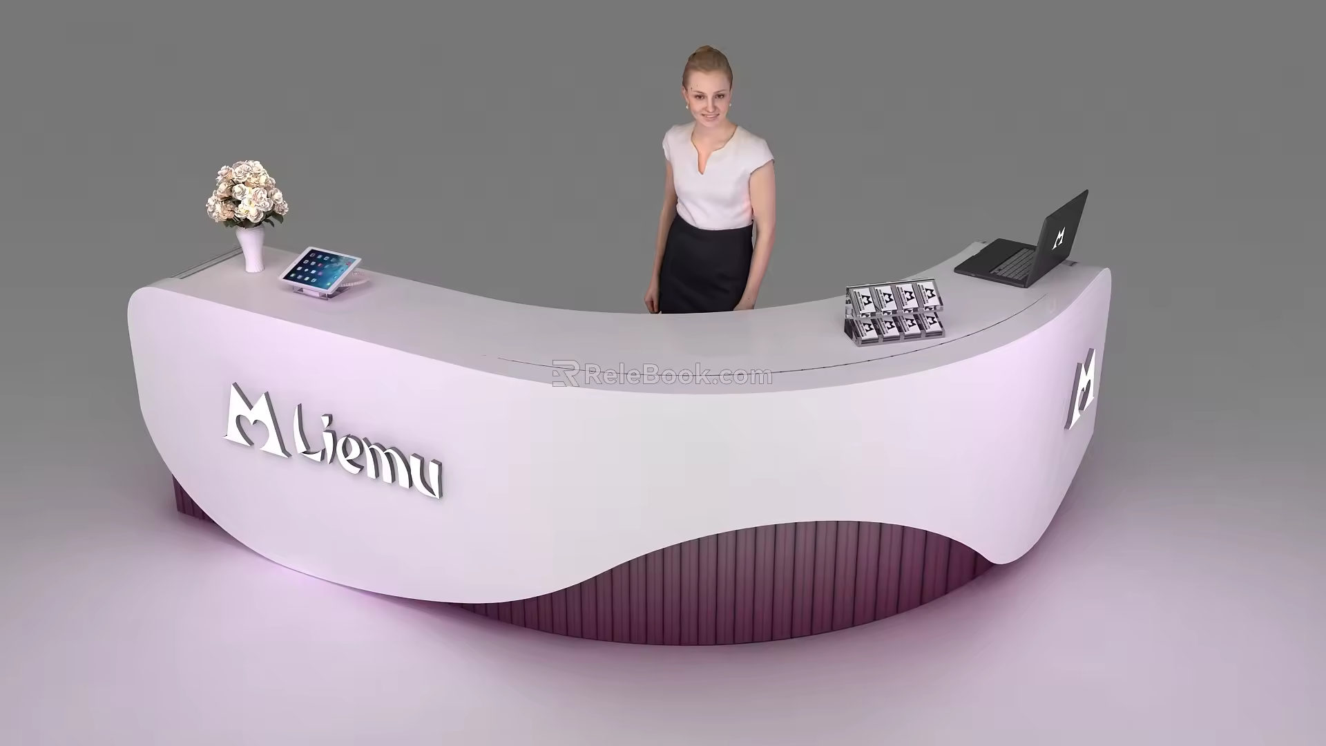 Modern reception desk Open reception desk on both sides 3d model