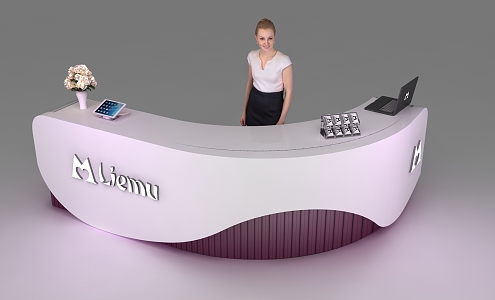 Modern reception desk Open reception desk on both sides 3d model