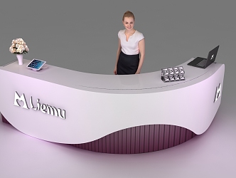 Modern reception desk Open reception desk on both sides 3d model