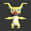 Cute Fantasy Game Movie Character With Yellow Body White Belly Red Nose And Blue Eyes