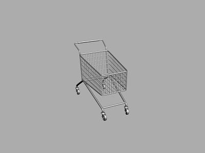 Public Facility Shopping Cart With Metal Frame And Four Movable Wheels For Shopping 3d model
