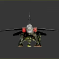 Detailed Military Fighter Jet On Ground With Landing Gear And Access Ladder