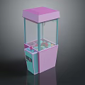Computer Controlled Pink Turquoise Claw Crane Arcade Machine With Transparent Window And Colorful Balls 3d model