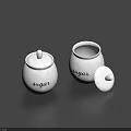 White Sugar Jars With Sugar Label And Removable Lids For Kitchen Storage 3d model