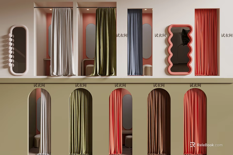 Curtain Designs In Various Colors And Styles For Home Decor 3d model 